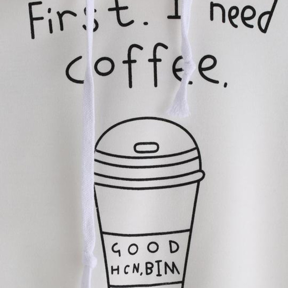 New Coffee Print Hooded Crop Tank Top - Picture 3 of 6